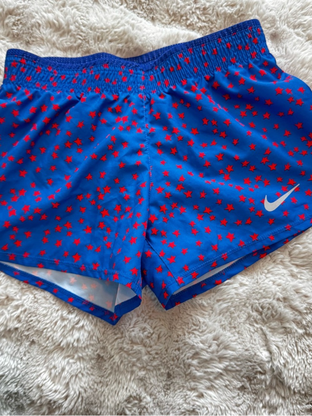 Nike Blue Dri-FIT Athletic Shorts with White Swoosh